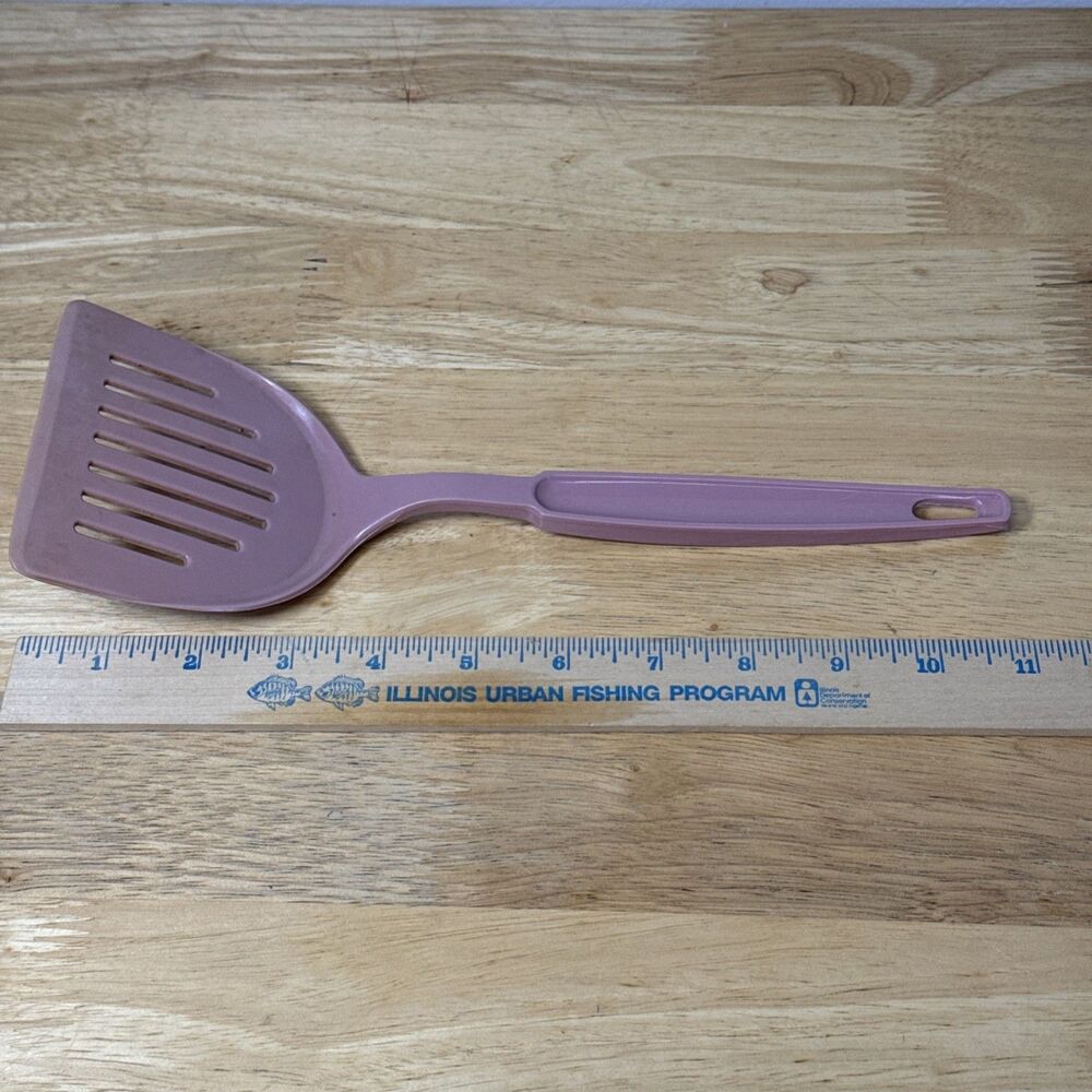 VTG EKCO Short 11” Mauve Pink Nylon Plastic Slotted Spatula Flipper USA - Picture 8 of 9